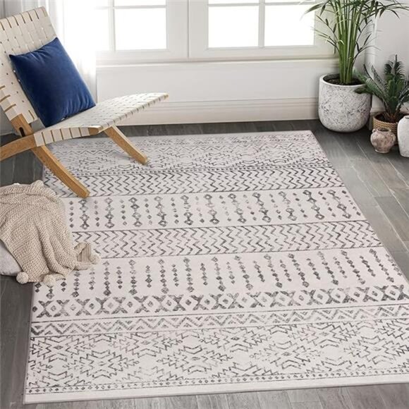 Area Rug Super Soft Ultra-Thin Moroccan Washable Rug, Anti-Slip Backing Rugs - Picture 7 of 7